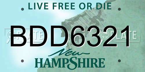 BDD6321 New Hampshire License Plate