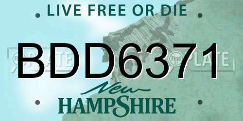 BDD6371 New Hampshire License Plate
