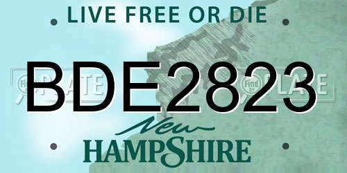 BDE2823 New Hampshire License Plate