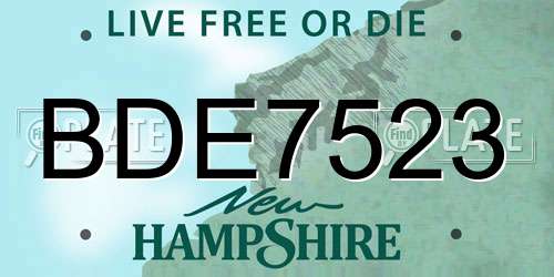 BDE7523 New Hampshire License Plate