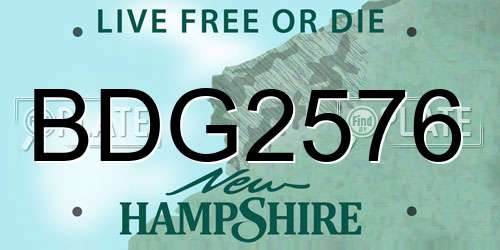 BDG2576 New Hampshire License Plate