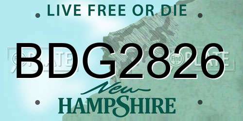 BDG2826 New Hampshire License Plate