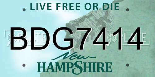 BDG7414 New Hampshire License Plate