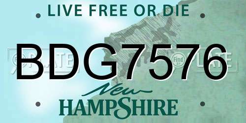 BDG7576 New Hampshire License Plate