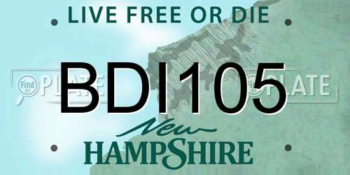 BDI105 New Hampshire License Plate