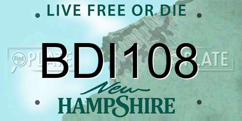 BDI108 New Hampshire License Plate