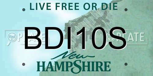 BDI10S New Hampshire License Plate