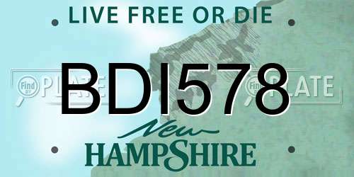 BDI578 New Hampshire License Plate