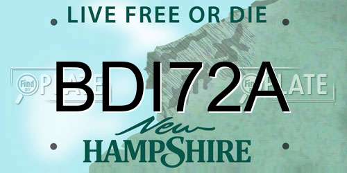 BDI72A New Hampshire License Plate