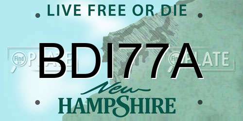 BDI77A New Hampshire License Plate