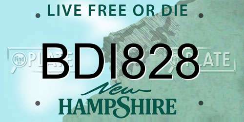 BDI828 New Hampshire License Plate