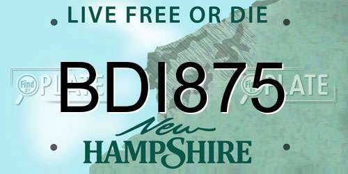 BDI875 New Hampshire License Plate