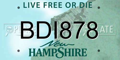 BDI878 New Hampshire License Plate