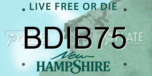 BDIB75 New Hampshire License Plate