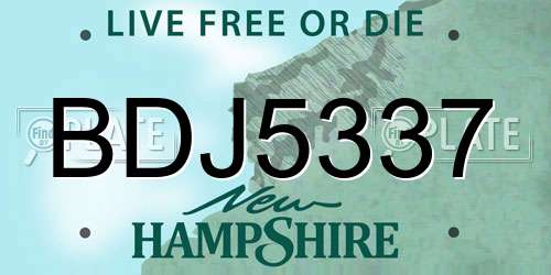 BDJ5337 New Hampshire License Plate