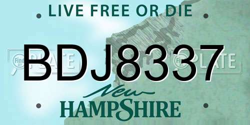 BDJ8337 New Hampshire License Plate