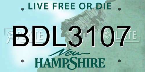 BDL3107 New Hampshire License Plate