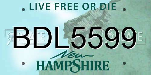 BDL5599 New Hampshire License Plate