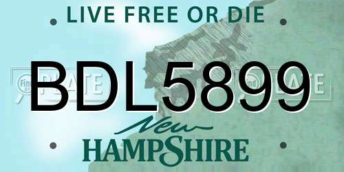 BDL5899 New Hampshire License Plate