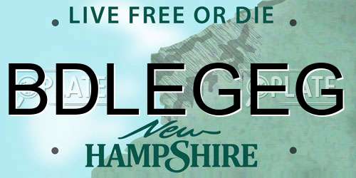 BDLEGEG New Hampshire License Plate