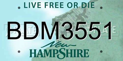 BDM3551 New Hampshire License Plate