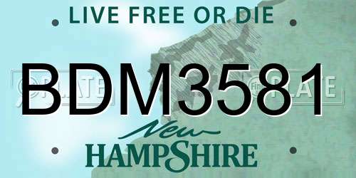 BDM3581 New Hampshire License Plate