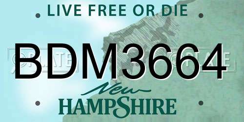 BDM3664 New Hampshire License Plate