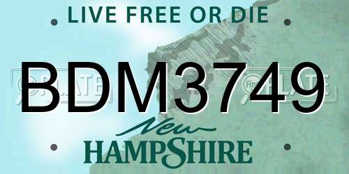 BDM3749 New Hampshire License Plate