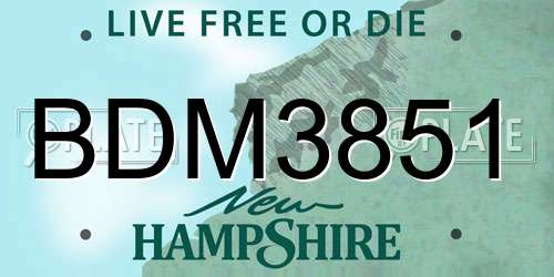 BDM3851 New Hampshire License Plate