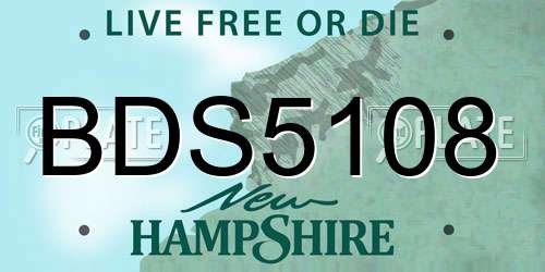 BDS5108 New Hampshire License Plate