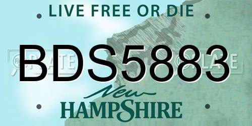 BDS5883 New Hampshire License Plate