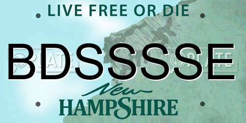 BDSSSSE New Hampshire License Plate