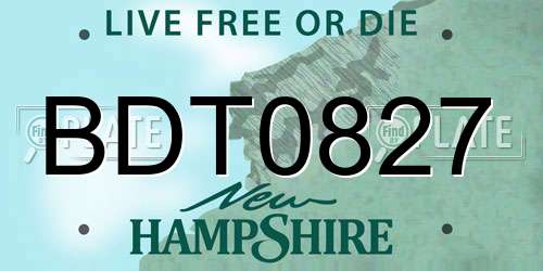 BDT0827 New Hampshire License Plate