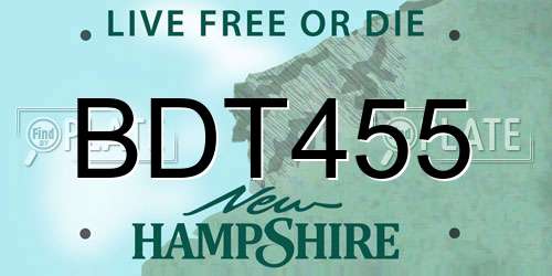 BDT455 New Hampshire License Plate