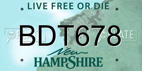 BDT678 New Hampshire License Plate