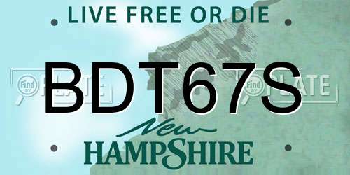 BDT67S New Hampshire License Plate