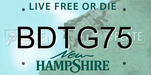 BDTG75 New Hampshire License Plate