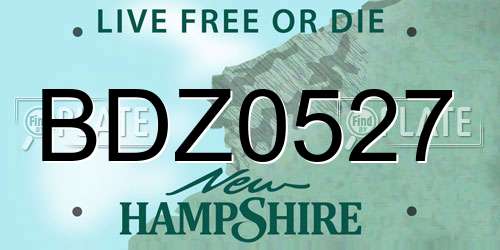 BDZ0527 New Hampshire License Plate