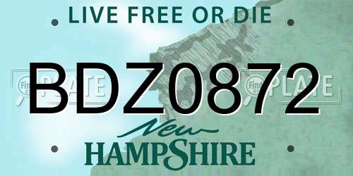 BDZ0872 New Hampshire License Plate