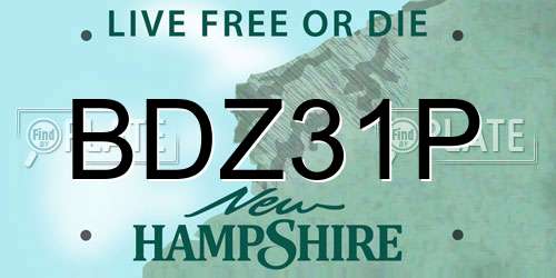 BDZ31P New Hampshire License Plate