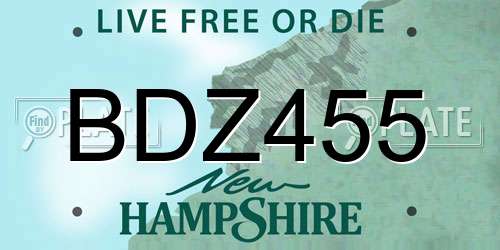 BDZ455 New Hampshire License Plate