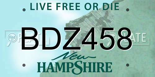 BDZ458 New Hampshire License Plate
