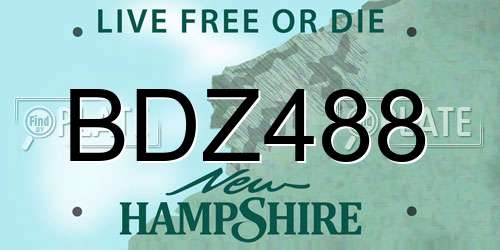BDZ488 New Hampshire License Plate
