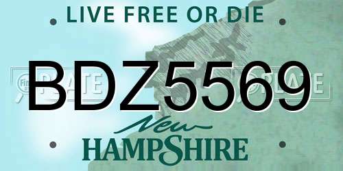BDZ5569 New Hampshire License Plate