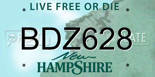 BDZ628 New Hampshire License Plate