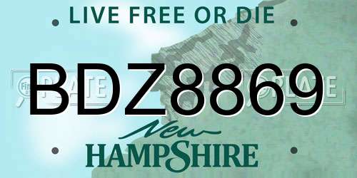 BDZ8869 New Hampshire License Plate