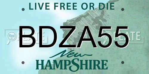 BDZA55 New Hampshire License Plate