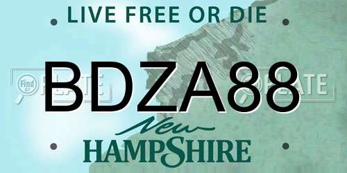 BDZA88 New Hampshire License Plate