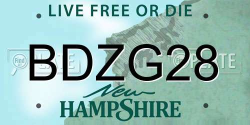 BDZG28 New Hampshire License Plate