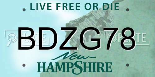 BDZG78 New Hampshire License Plate